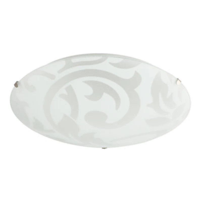 Image of Happy Homewares Traditional Frosted White Floral Circular Glass Ip20 Flush Ceiling Light Fitting