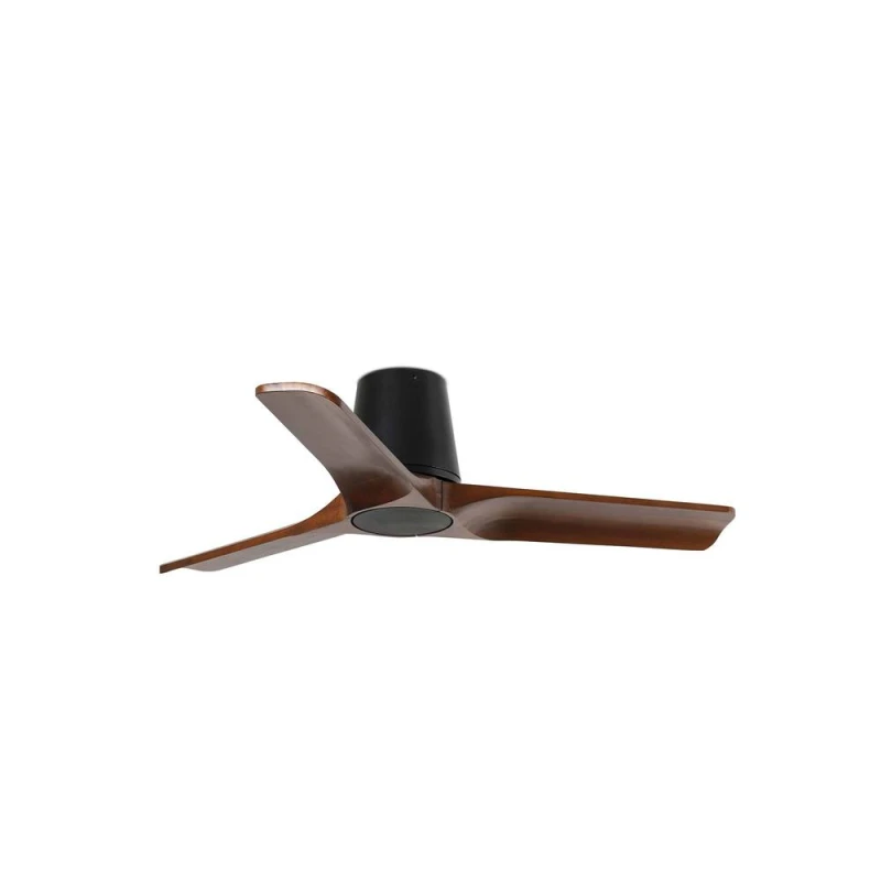Image of Netlighting Heywood Tub Small 3 Blade Ceiling Fan Matt Black Walnut in Brown Brown Unisex