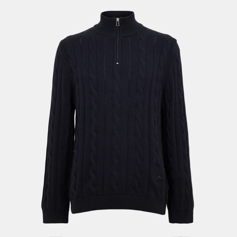 Image of Paul Smith Mens Cable Crew Neck Jumper Blue 49 male XL