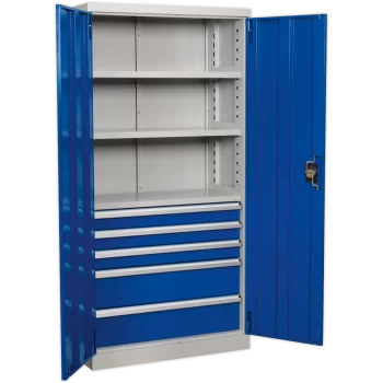 Image of Sealey Premier Industrial Cabinet 5 Drawer Blue / Grey