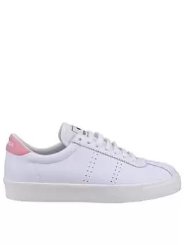 Image of SUPERGA 2843 Club S Comfort Leather Plimsoll - White-pink-favorio, White, Size 6, Women