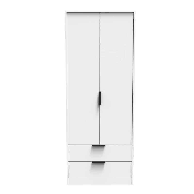 Image of Fuji 2 Door 2 Drawer Wardrobe In White Matt (Ready Assembled)