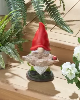 Image of Cotton Traders Garden Gonk with Leaf Birdbath in Multi