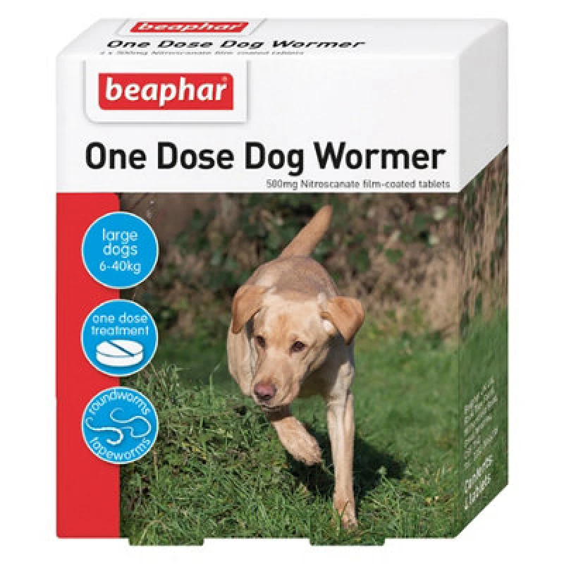 Image of beaphar One Dose Worming Tablets for Large Dogs (6-40kg) White unisex