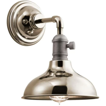 Image of Cobson - 1 Light Indoor Wall Light Polished Nickel, E27 - Elstead
