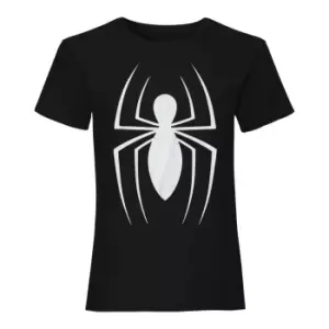 Image of Spider-Man Womens/Ladies Logo Boyfriend T-Shirt (M) (Black)