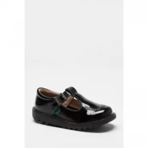 Image of Girls Kickers T-Bar Black Patent Shoes