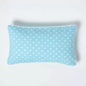 Image of Cotton Blue Polka Dots Rectangular Cushion Cover, 30 x 50cm - Blue - Homescapes