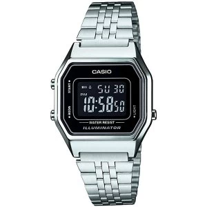 Image of Casio LA680WEA/1B Unisex Chronograph Digital Watch Black Dial Silver