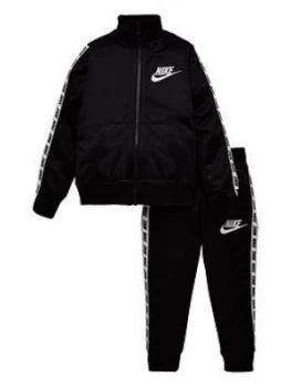 Image of Nike Sportswear Younger Boys Block Taped Tricot Tracksuit - Black