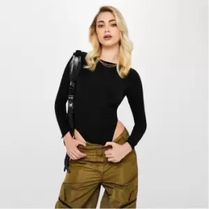 Image of Missguided Open Back Ring Detail Slinky Bodysuit - Black