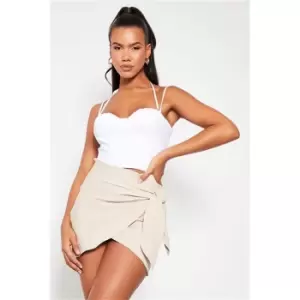 Image of I Saw It First Stone Woven Knot Front Mini Skirt - Brown
