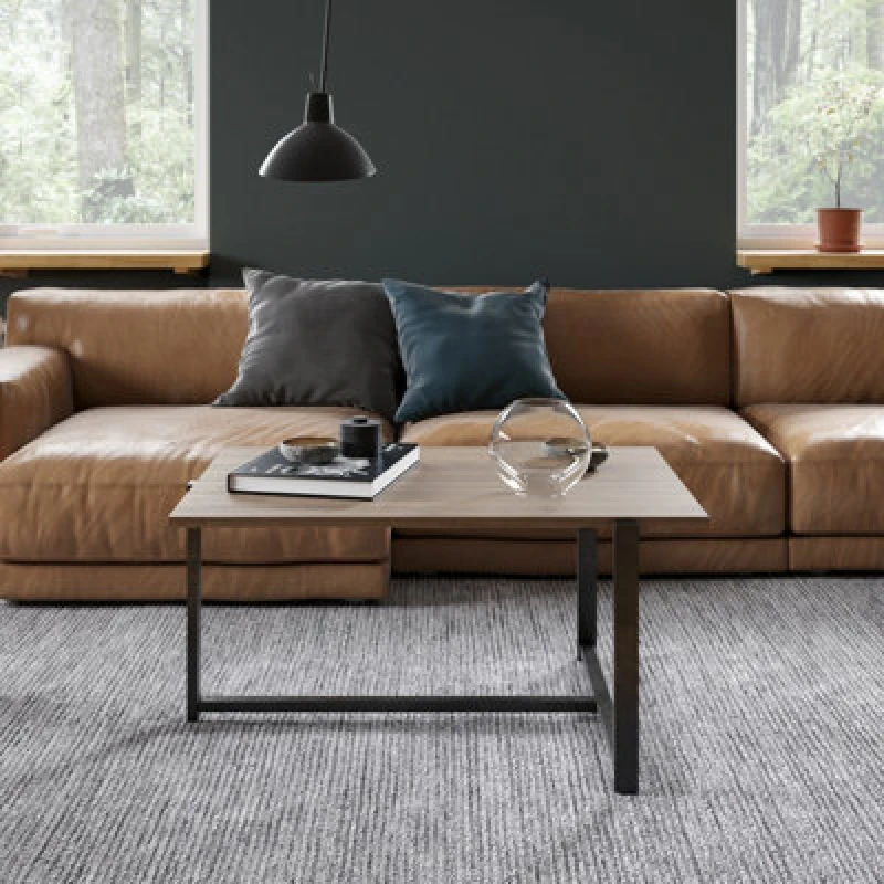 Image of Decorotika Merideths Marble Effect Metal Coffee Table for Living Room and Office Light Brown