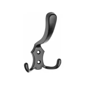 Image of Triple Hat Coat Hanger Hook Door Wall Bath With Fixings - Colour Black - Pack of 2