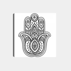 Image of MANDALA42 White Black Decorative Canvas Painting