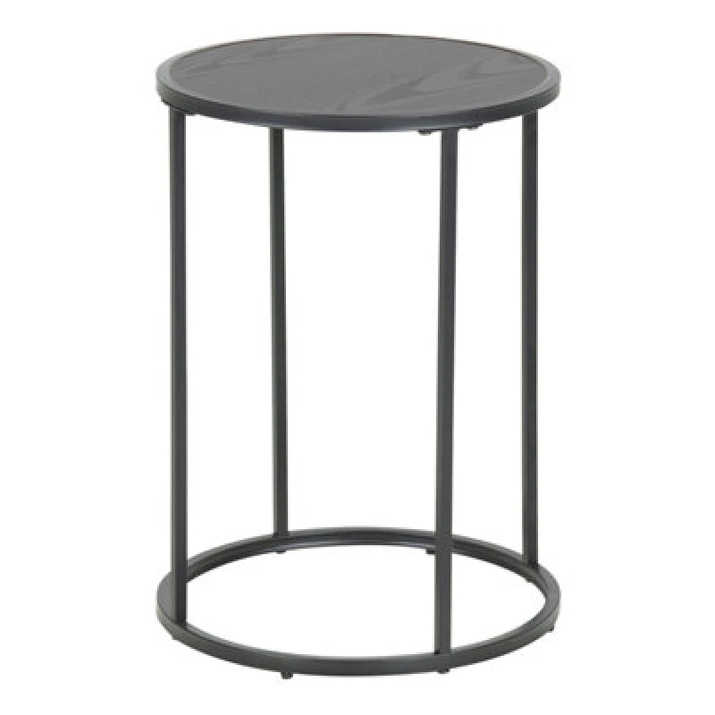 Image of Furniture To Go Seaford Black Metal Small Round Side Table With Black Top