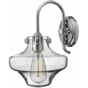 Image of Loops - Wall Light Retro Clear Glass Bulbous Shade Up And Over Stem Chrome LED E27 100W