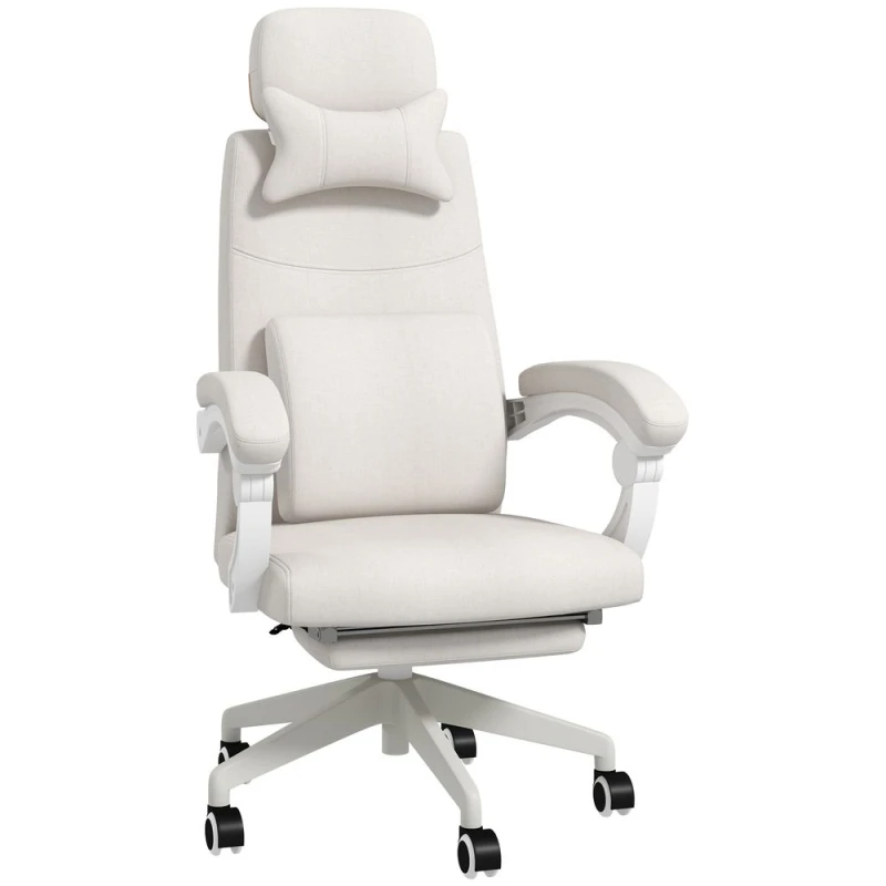 Image of Vinsetto Home Office Chair Swivel Desk Chair With Adjustable Height Footrest White 921-253V71WT