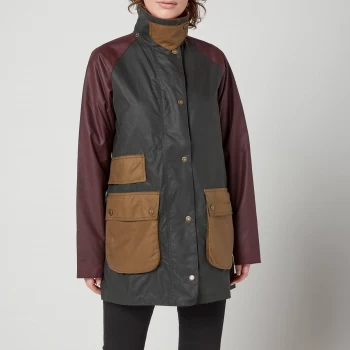 Image of Barbour Womens Luss Wax Jacket - Sage/Bordeaux/Sand - UK 8