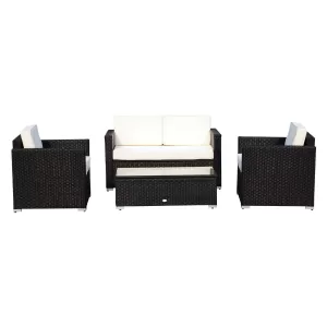 Image of Outsunny Rattan Furniture Set 860-024 Black, Cream-White