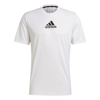 Image of adidas Primeblue Designed To Move Sport 3-Stripes T-Shirt - White / Black