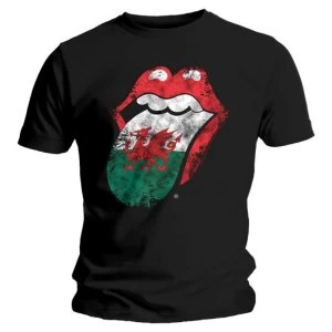 Image of The Rolling Stones - Welsh Tongue Unisex Small T-Shirt - Black