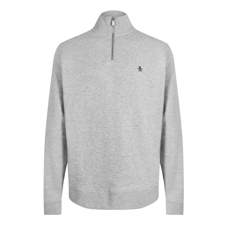 Image of Original Penguin Penguin Quarter Zip - Grey Grey S