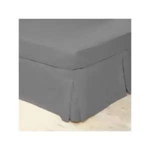 Image of Easycare Polycotton Percale 200 Thread Count Box Pleat Platform Valance, Grey, King - Belledorm