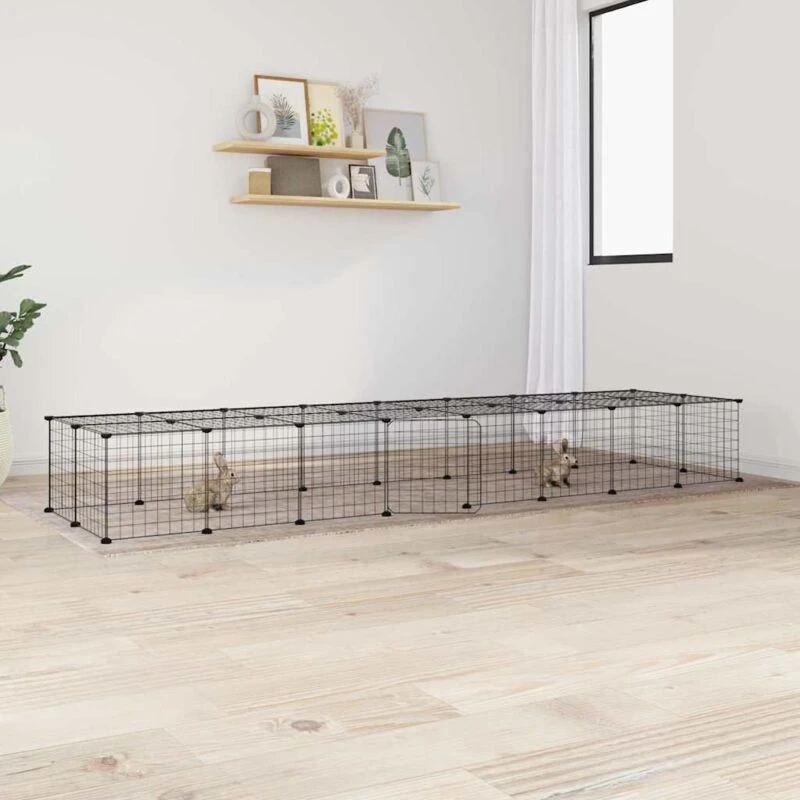 Image of VIDAXL 36-Panel Pet Cage with Door Black 35x35cm Steel vidaXL 8720287190905