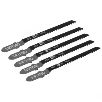 Image of Sealey SJBT119BO Jigsaw Blade General Wood 75mm 12tpi - Pack of 5