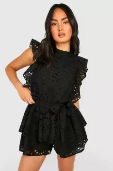 Image of Broderie Ruffle Playsuit