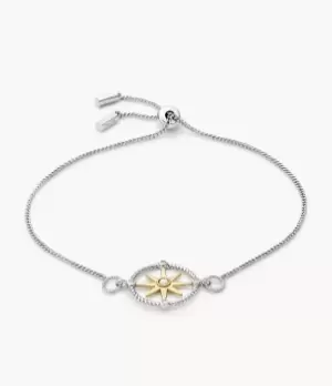 Image of Fossil Women Elliott Compass Multicolour Synthetic Opal Sterling Silver Chain Bracelet