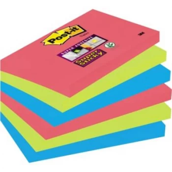 Image of Post it Super Sticky 76 x 127mm Repositionable Notes Bora Bora Colours