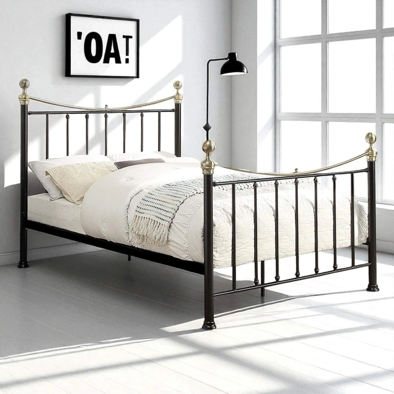 Image of OAT Home Hampstead Traditional Style Metal Bed Frame in Black Size: Single Black Unisex Single