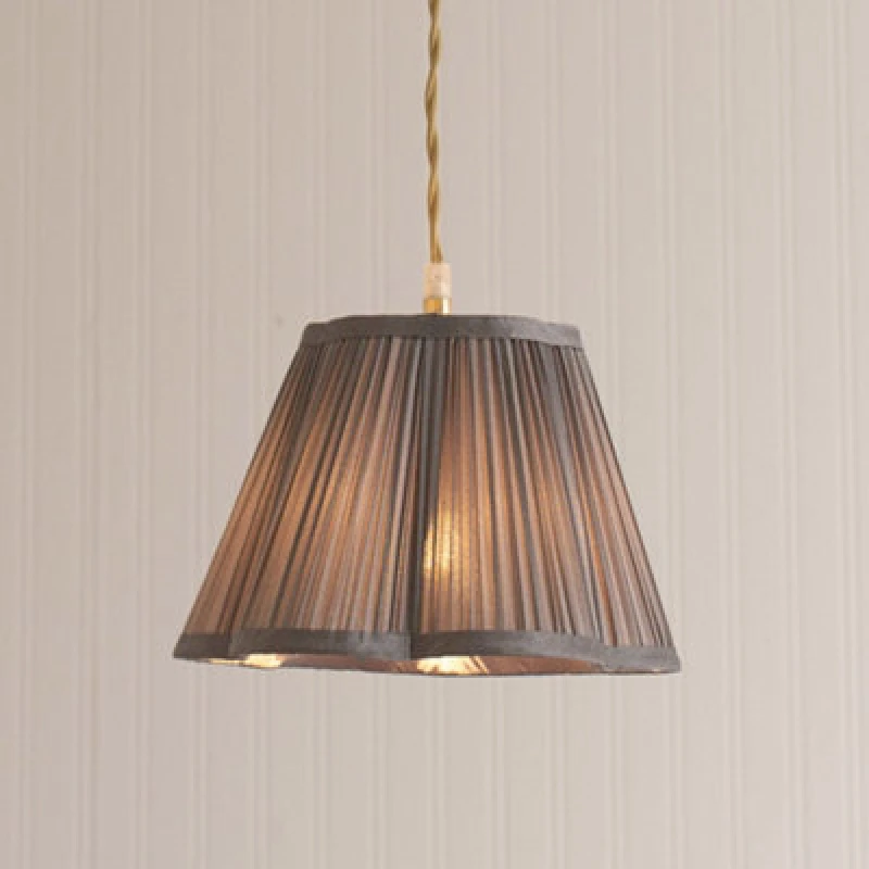Image of ValueLights ValueLights Loralei Dark Grey Pleated Faux Silk Easy Fit Lamp Shade and LED Bulb Size: Small Dark Grey Small Unisex 5059406065668