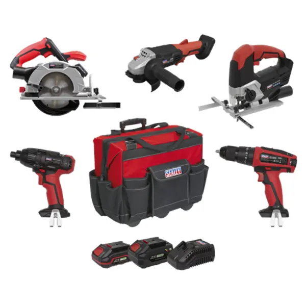 Image of Sealey 5 x 20V SV20 Series Cordless 5 Tool Combo Kit - 2 Batteries CP20VCOMBO13