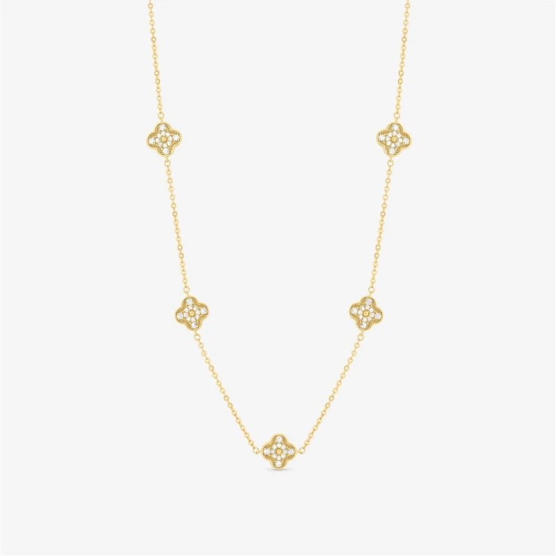 Image of Jon Richard Gold Plated Pave Clover Necklace Pendant Necklaces One Size Gold 41630210000