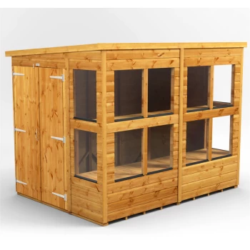 Image of 10x6 Power Pent Potting Shed Double Doors - Brown