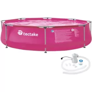 Image of Swimming pool round with pump o 300 x 76cm - outdoor swimming pool, outdoor pool, garden pool - pink - pink