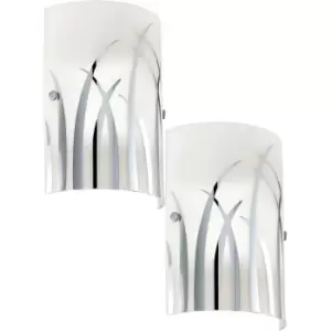Image of 2 PACK Wall Light Colour White Chrome Shade White Chrome Glass Painted E14 42W