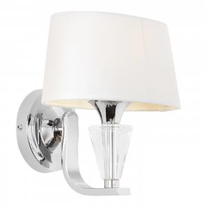 Image of 1 Light Indoor Wall Light Chrome, White Tc Fabric, E14