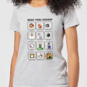 Image of Nintendo Super Mario Know Your Enemies Womens T-Shirt - Grey - M
