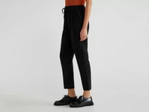 Image of Benetton, Trousers With Drawstring, taglia L, Black, Women