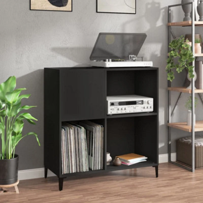 Image of VIDAXL Record Cabinet Black 84.5x38x89cm Engineered Wood Vidaxl 8720845879044