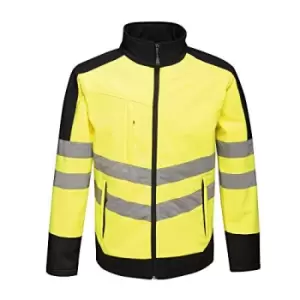 Image of Regatta Unisex Hi Vis Pro Reflective Softshell Work Jacket (L) (Yellow/Navy)