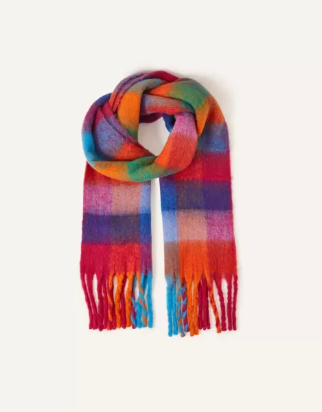 Image of Bright Check Super Fluffy Blanket Scarf