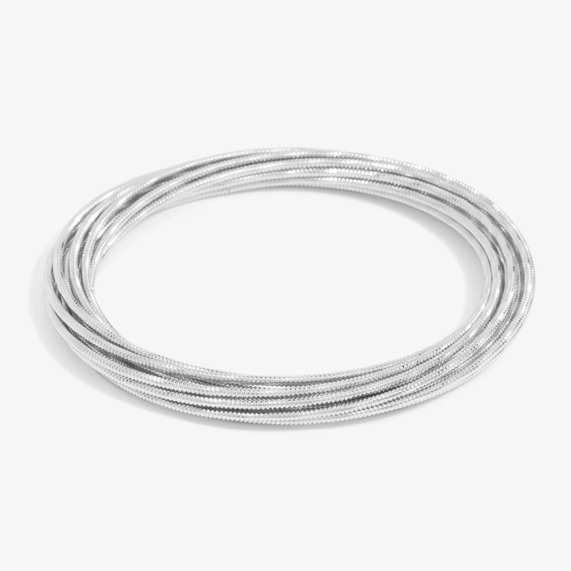 Image of Mood Silver Ridged Polished Multi Bangles Silver