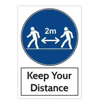 Image of Full Colour Aluminium Warning Sign - Keep Your Distance (200 X 300 mm)