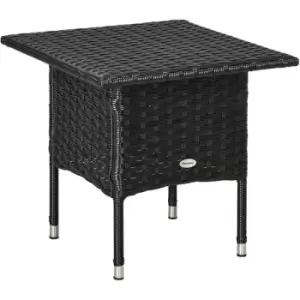 Image of Outsunny PE Rattan Outdoor Coffee Table, Easy Match Rattan Side Table, Black - Black