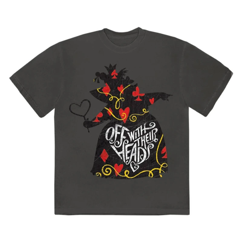 Image of Alice In Wonderland Mens Off With Their Heads T-Shirt in Charcoal Size: XL Charcoal Male XL